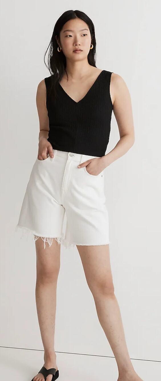 Madewell V-Neck Sleeveless Crop Tank Top Black Womens XXS New